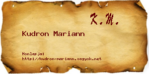 Kudron Mariann névjegykártya