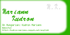 mariann kudron business card